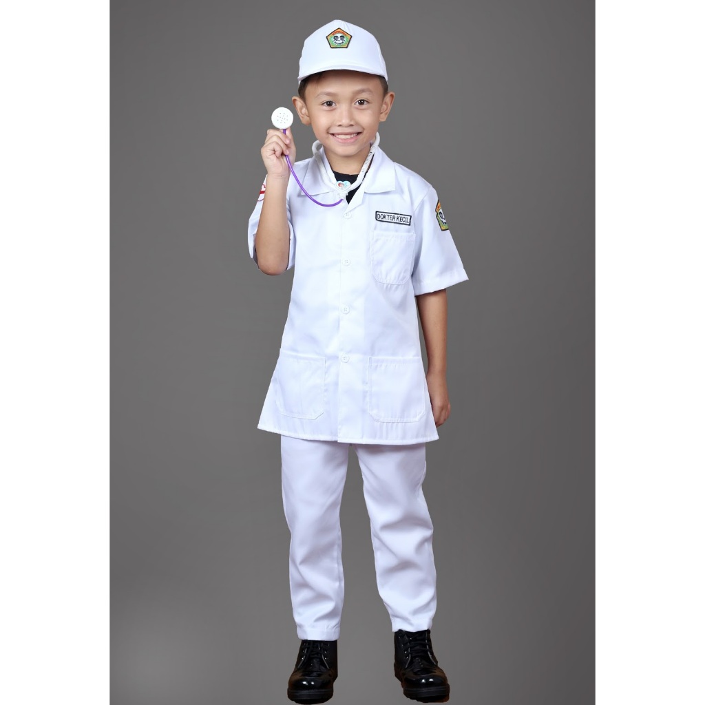 BAJU PROFESI ANAK DOKTER KECIL/DOKCIL/LAKI LAKI/PEREMPUAN/KOSTUM DOKTER ANAK/SETELAN DOKTER ANAK