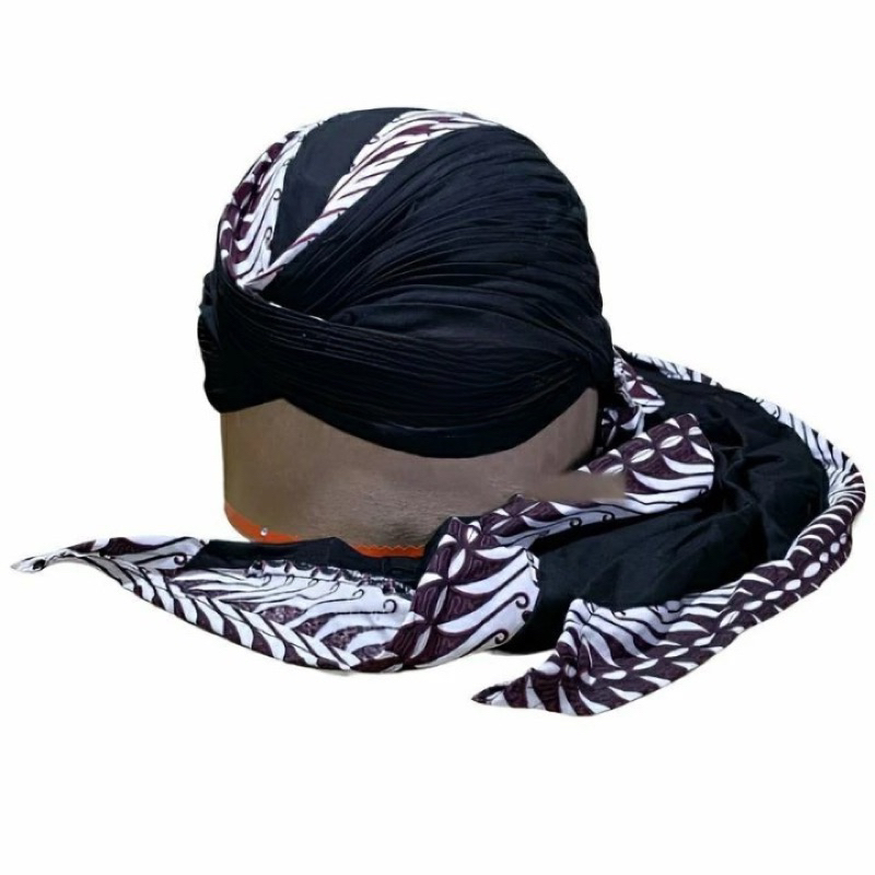 Blangkon jogja lipat motif samurai putih ekor sliwir batik || blangkon adat jawa || blangkon dewasa 