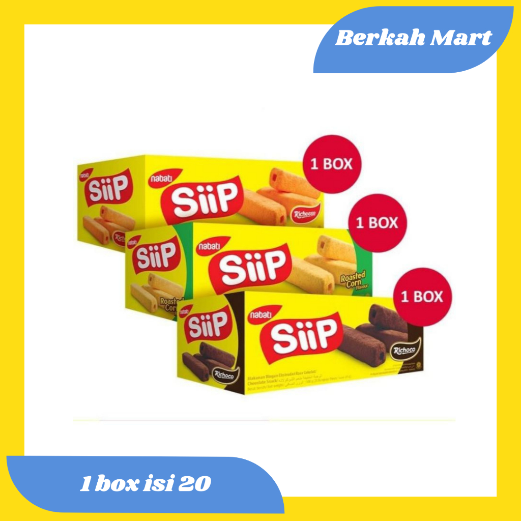 

NABATI SIIP COKLAT, KEJU, JAGUNG - 1 BOX ISI 20 PCS