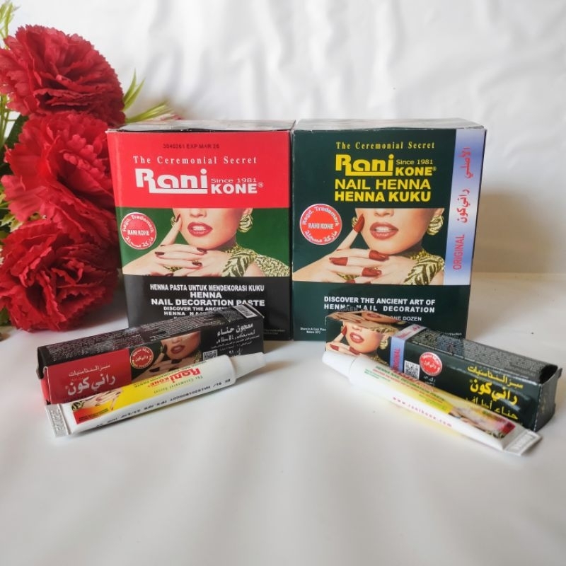 HENNA RANI KONE Nail Decorations Paste Reddish Kemerahan Hitam Henna kuku pasta Halal Kutek Muslimah