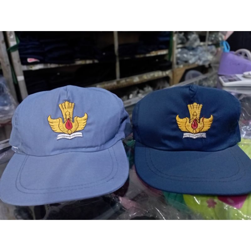 Topi SMP & SMA Bahan Drill Variasi belakang Cetrek/Karet