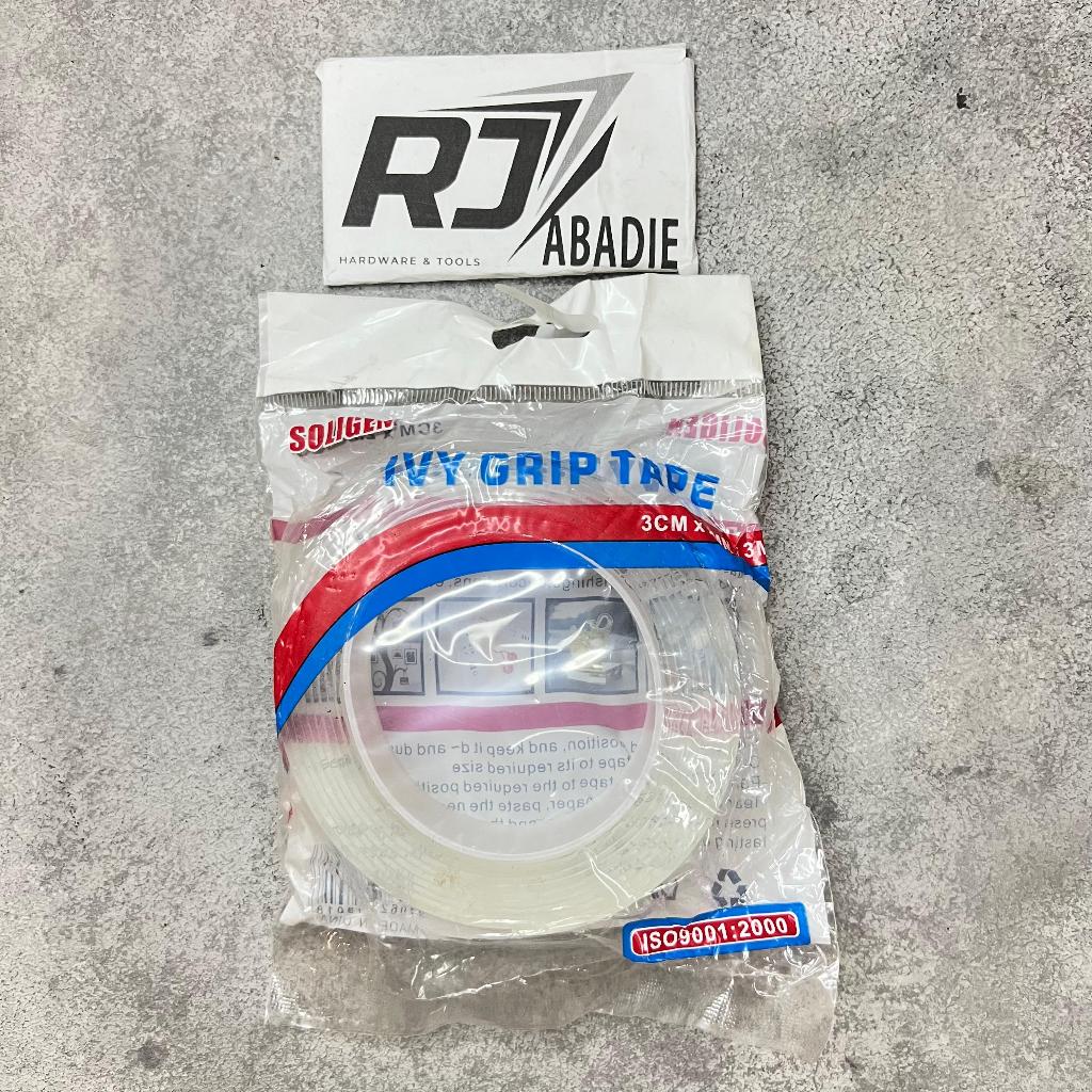 

Double Tape Ivy Grip Bening Isolasi Lakban Selotip Tebal 2mm SOLIGEN 1" x 3m