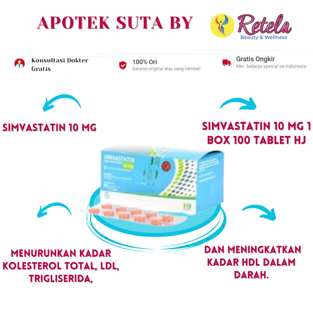 Simvastatin 10 mg 1 Box 100 Tablet hj/Kolesterol