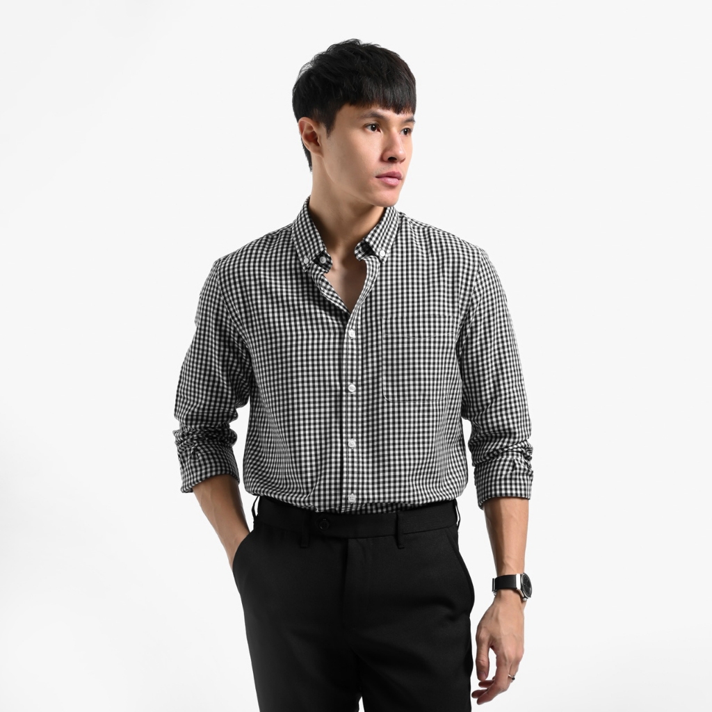 Heymale Vichy Shirt Long Sleeve Baju Kemeja Pria Lengan Panjang