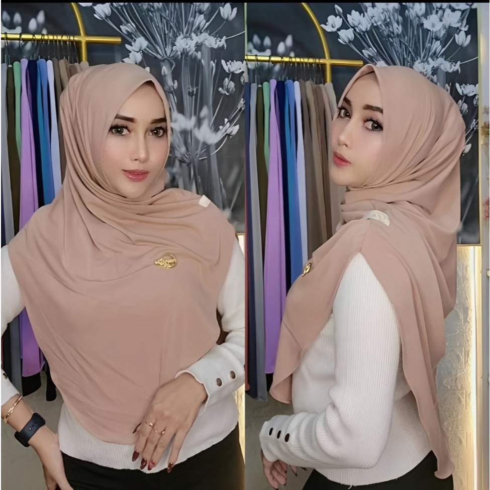 Gudang Pabrik Hijab Murah - Hijab Pashmina Olivia | Pashmina Instan - Hijab Pashmina Menutup Dada - 