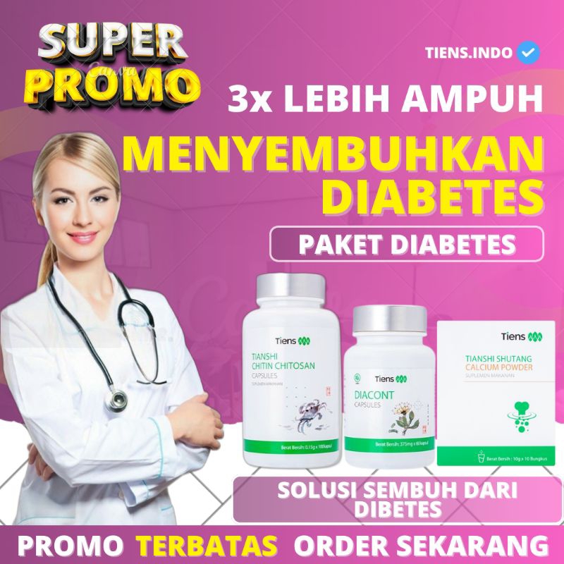 PAKET PRODUK TIENS UNTUK DIABETES MELITUS OBAT FITOFARMAKA TIENS SHUTANG CALCIUM POWDER DIACONT DIAB