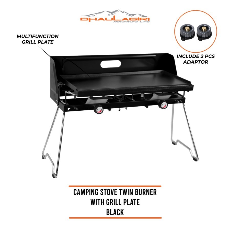 Kompor Pangang Multifungsi Dhaulagiri Twin Burner Grill Camping Stove