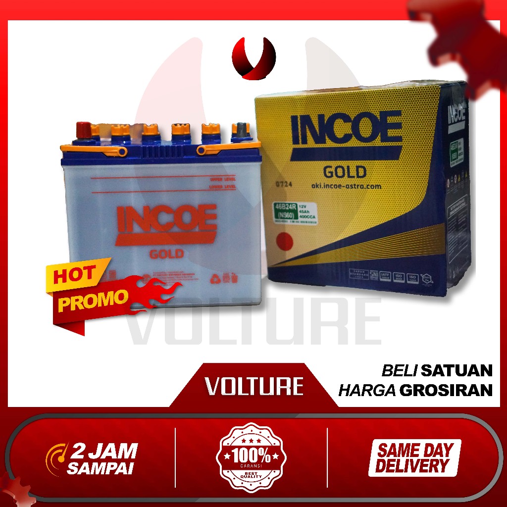 aki mobil ( BERGARANSI ) INCOE GOLD ORI Astra NS60 46b24R 45ah  Avanza Veloz Hilux Rush Starlet  Fer