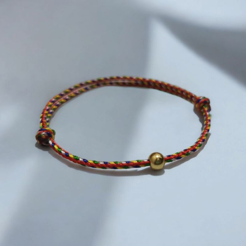 Gelang Tali Pancawarna Kombinasi Titanium Gold Plated Pria Wanita