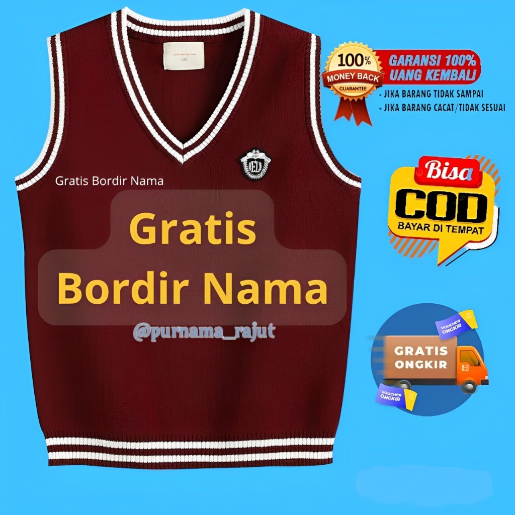 Rompi Rajut Sekolah SMA SMP SD TK PAUD / Vest Dewasa / Korean Style