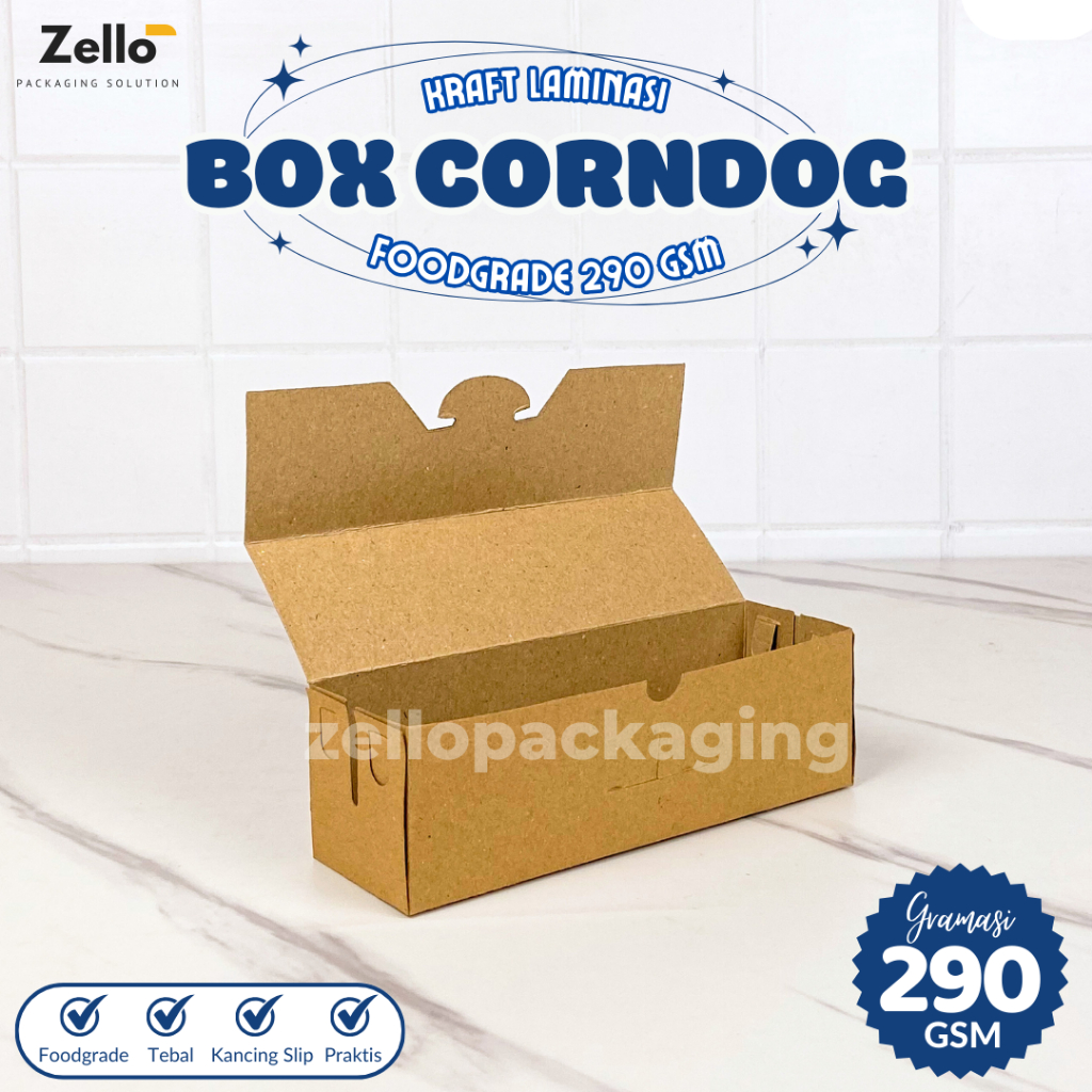 

Kotak Hotdog Box Crondog Pisang Coklat Sosis Anti Lengket Laminasi