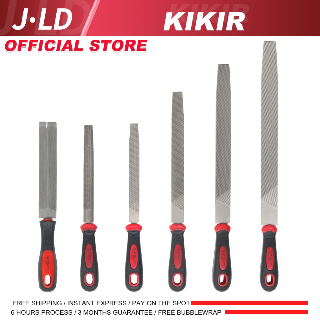 JLD Kikir Gergaji Kayu Besi Baja Gagang Karet Uk(12" 10" 8" 6")  Kikir Plat