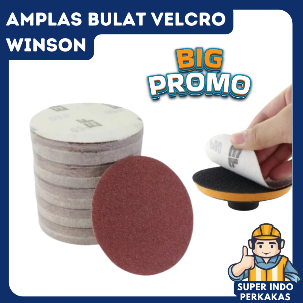 Amplas halus / amplas gerinda / amplas penghalus / amplas murah . amplas bulat velcro 4 inch termura