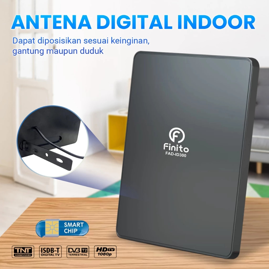 Antena TV STB Digital Finito FAD-ID300 Indoor Gratis Kabel Antena 2 Meter