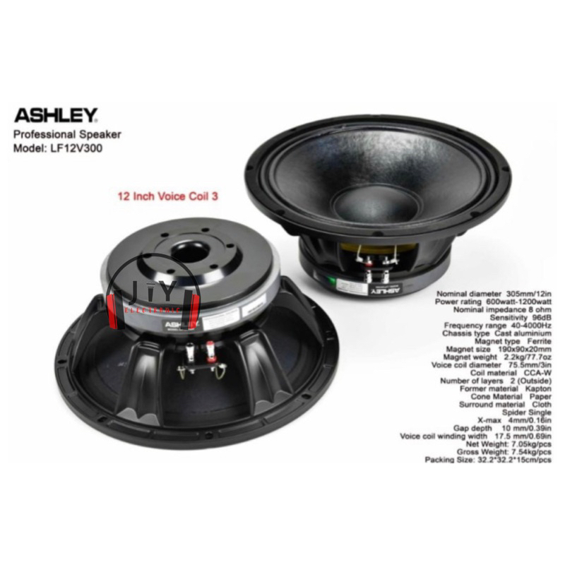 Speaker Ashley 12 Inch LF12V300 LF 12V300 Original