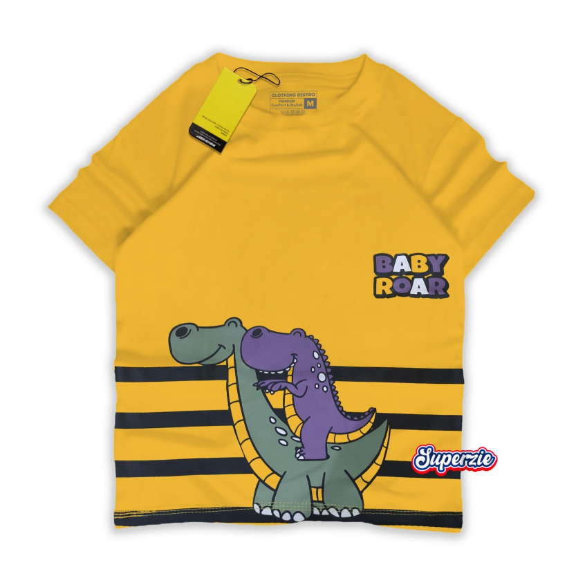 RGkids Kaos Anak Laki Laki Dino Saurus Garis Mustard 4-12 Tahun