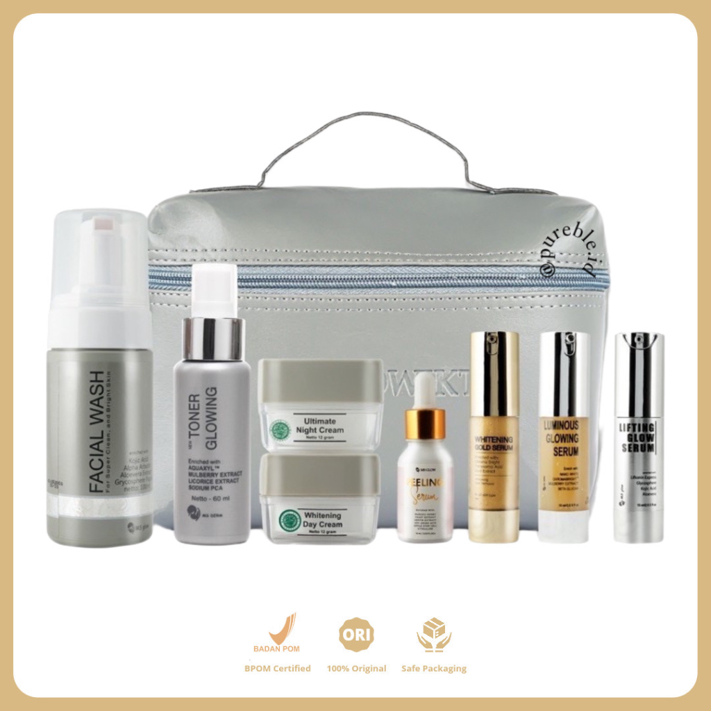 MS GLOW All Produk Paket Wajah Free Pouch Kosmetik/BB/Ecer Whitening Night Cream/Luminous/Malam Ulti