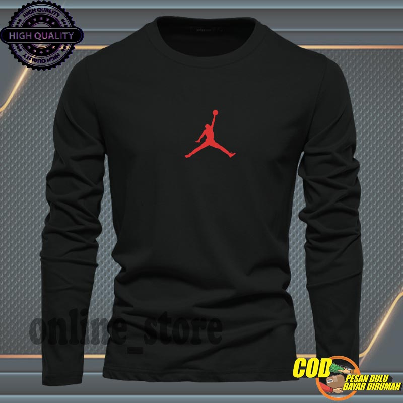 PROMO .... Baju Kaos Pria Lengan Panjang / Baju Kaos Pria & Wanita Casual / Tshirt Distro Logo Jorda