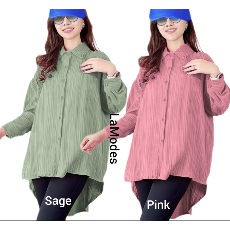 kemeja blouse wanita sage green style