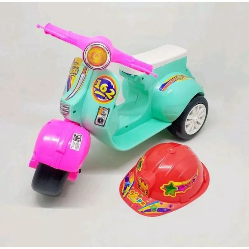 riski khoirul umam mainan motor vespa  anak mini clasic lucu