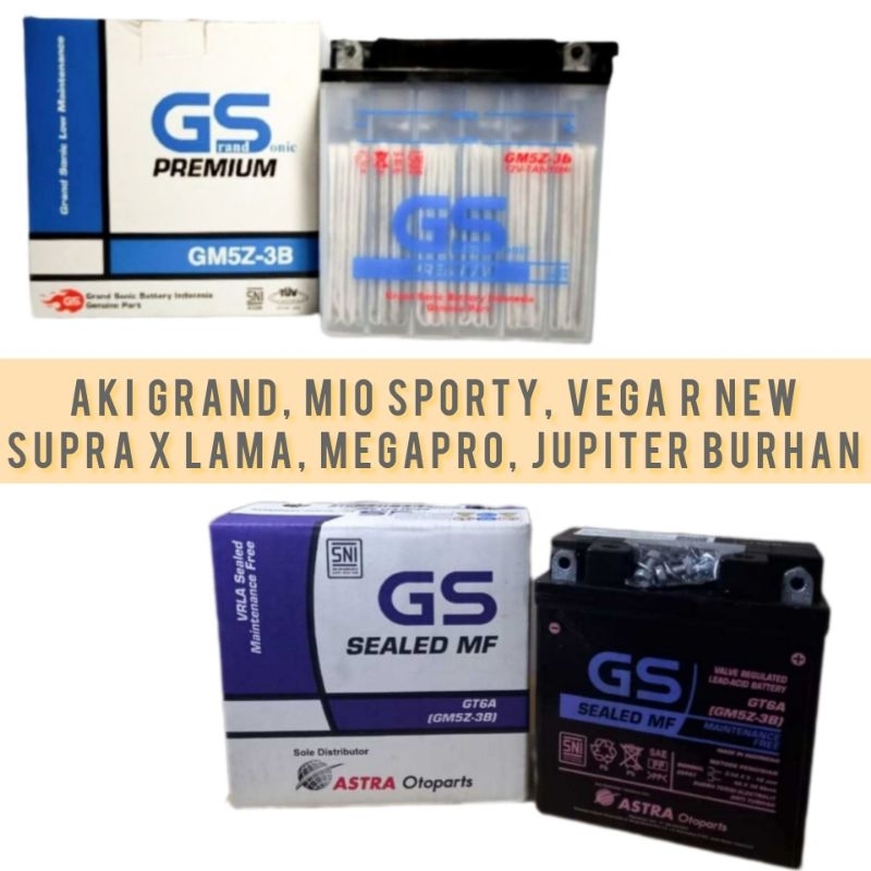 aki Basah dan Kering GS Astra Mio sporty Grand Vega R New Supra Lama Megapro Jupiter Burhan Accu Mot