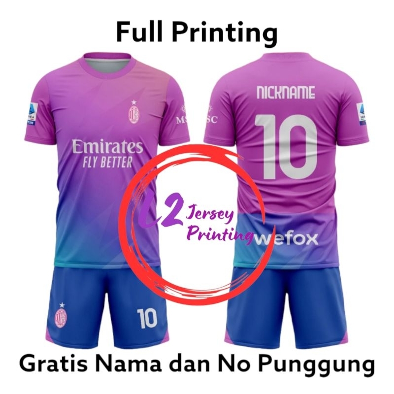 Jersey Bola AC Milan 3rd 2024 Setelan Full Printing