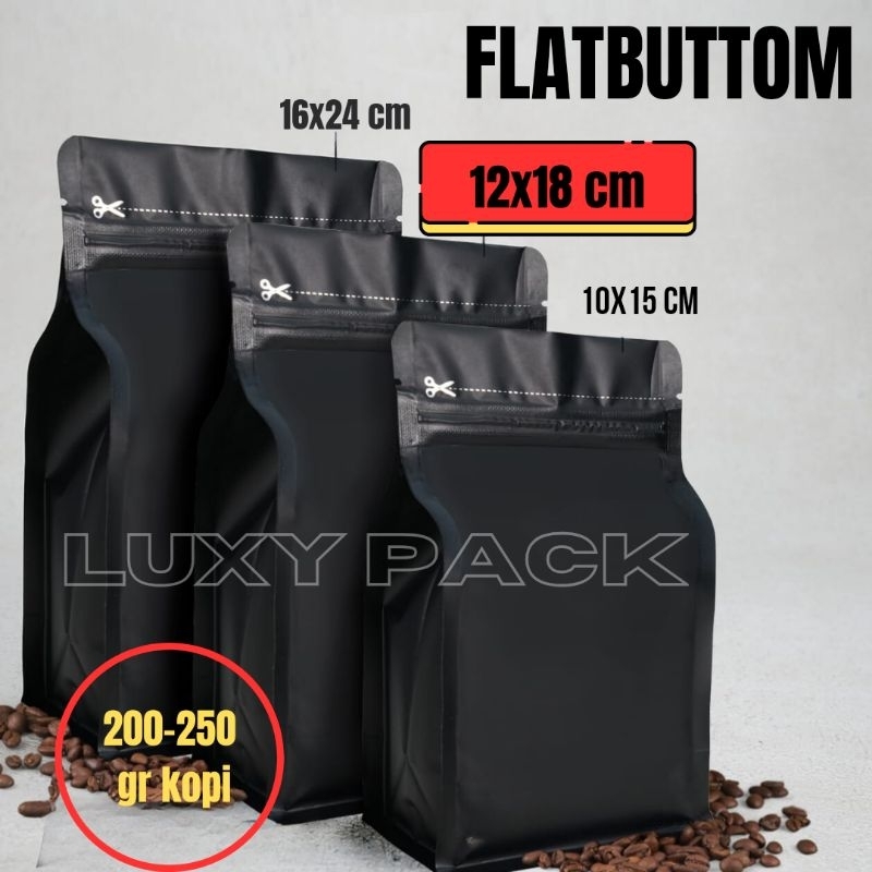 Gusset FLAT BOTTOM 250 GR KOPI Kemasan kopi putih hitam (ch)