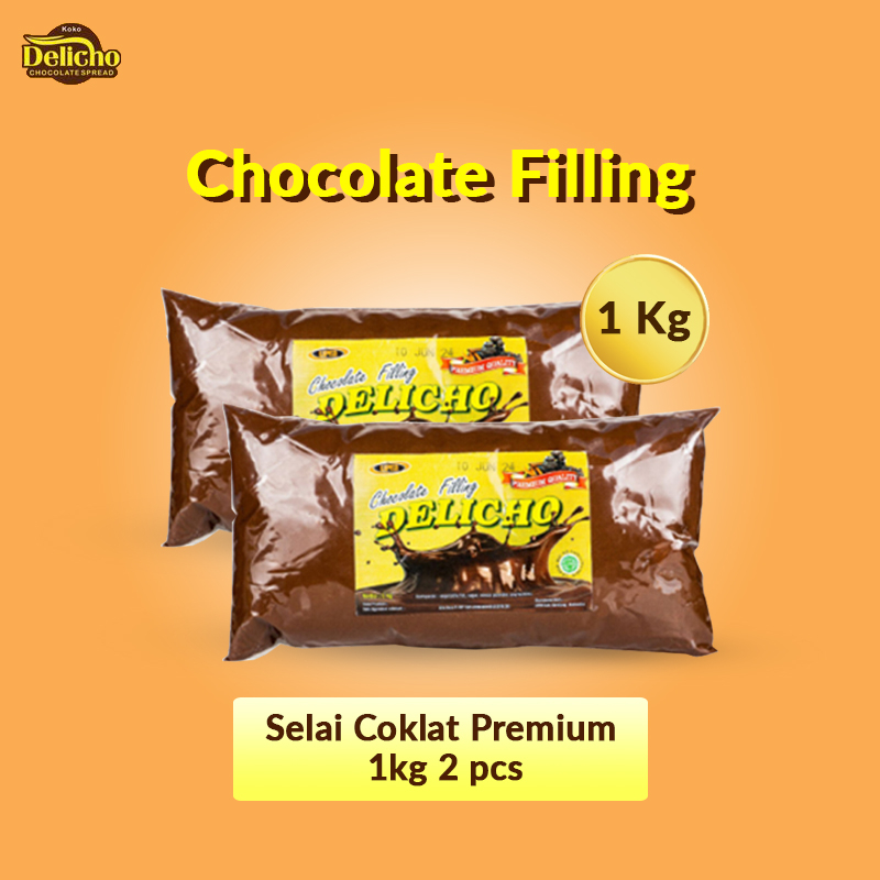 

Delicho Chocolate Filling /Selai Coklat Pasta Premium 1kg / Selai Coklat Instan / Paket Isi 2 Pcs / Best Seller Produk