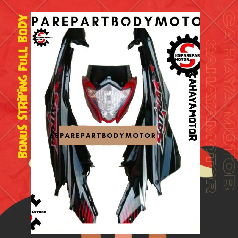Cover dek body bodi kiri kanan + kepala set + stiker SUZUKI SATRIA F FU FL FACELIFT NEW 2014 bintang