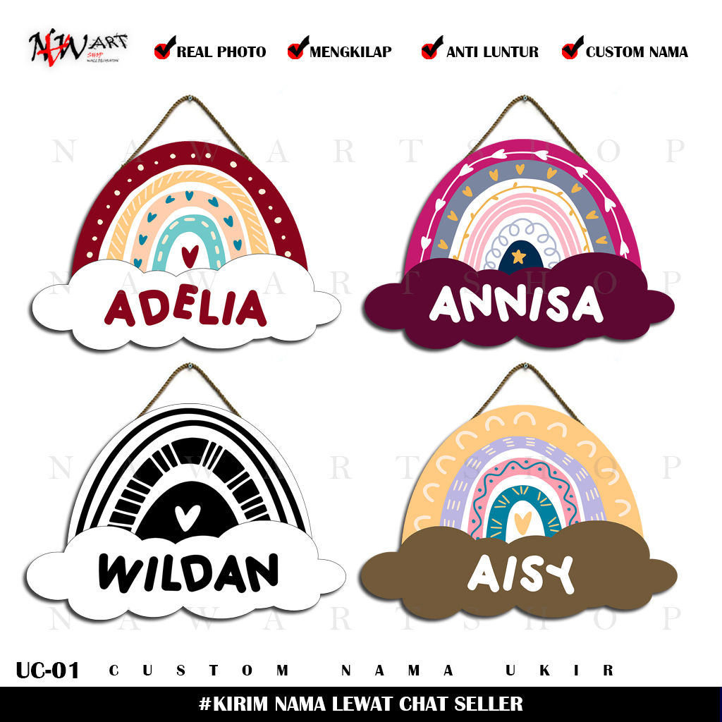 Hiasan Dinding Custom Nama Ukiran Aesthetic papan gantungan dekorasi rumah kamar poster kayu