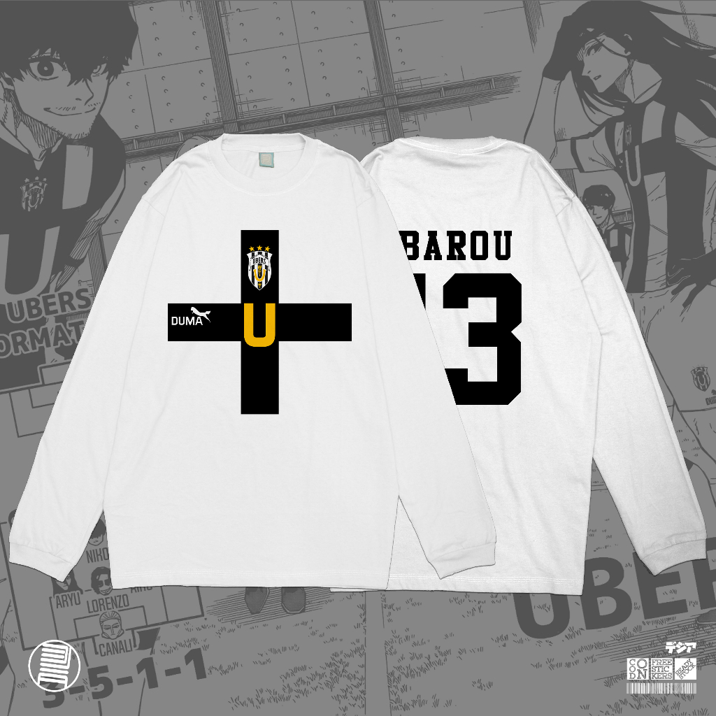 Longsleeve Ubers FC Barou Niko Blue Lock Jersey Kaos Anime Manga Baju Wibu T-Shirt Jepang DJA Cloth