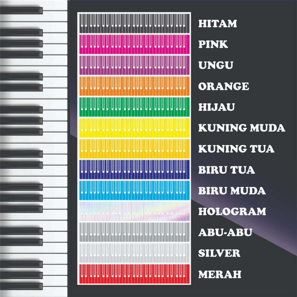 STIKER POLOS TUTS KEYBOARD ORGEN PIANO YAMAHA KORG ROLAND DLL
