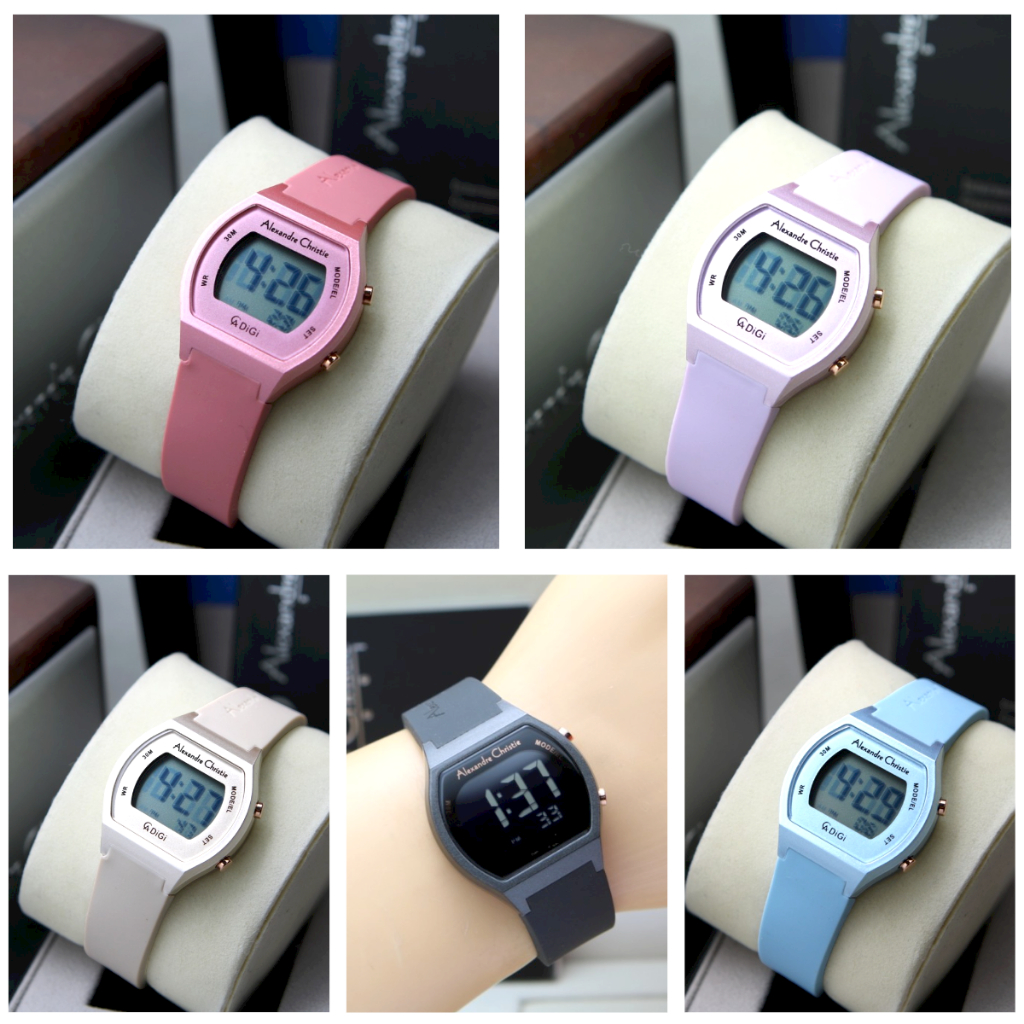Jam Tangan Wanita AC Alexandre Christie 9384 Digital - Tali Karet
