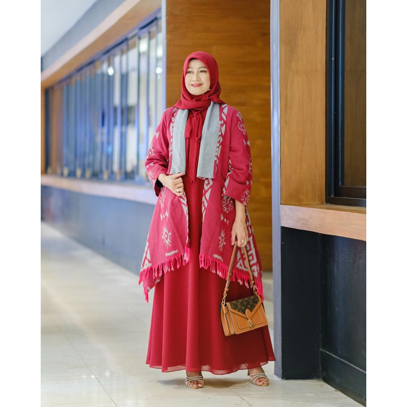 Outer tenun INA atasan wanita baju tenun jepara fashion wanita blazer tenun blazer jumbo ethnik