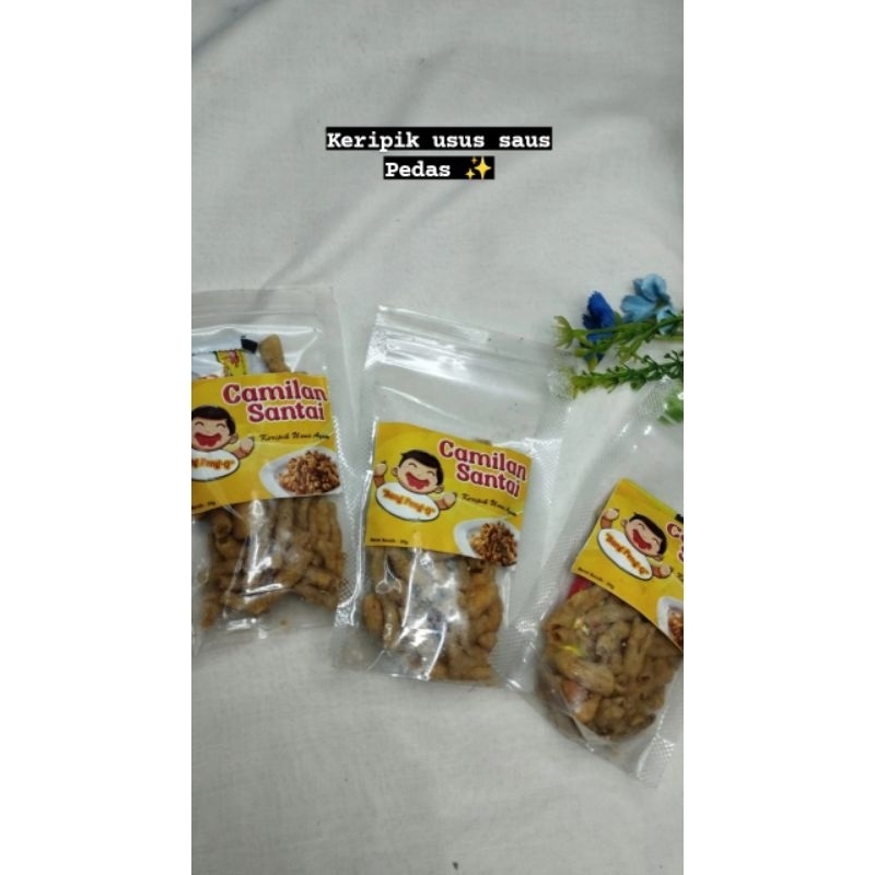 

keripik usus original + saus extra pedas kemasan standing pouch