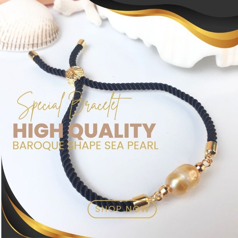 Gelang tali mutiara air laut barok | Mutiara Lombok Asli