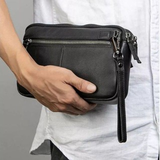 Pouch Bag Pria Wanita Kulit Asli Premium - Tas Tangan Kulit - Clutch Bag Pria Wanita Asli Kulit