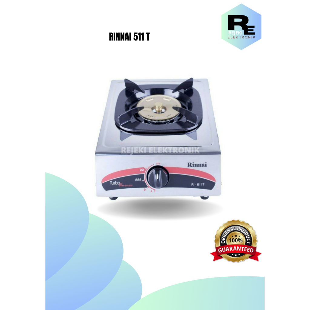 RINNAI Kompor Stainless Steel RI 511T RI-511T RI 511 T RI511 T (1 TUNGKU) GARANSI RESMI