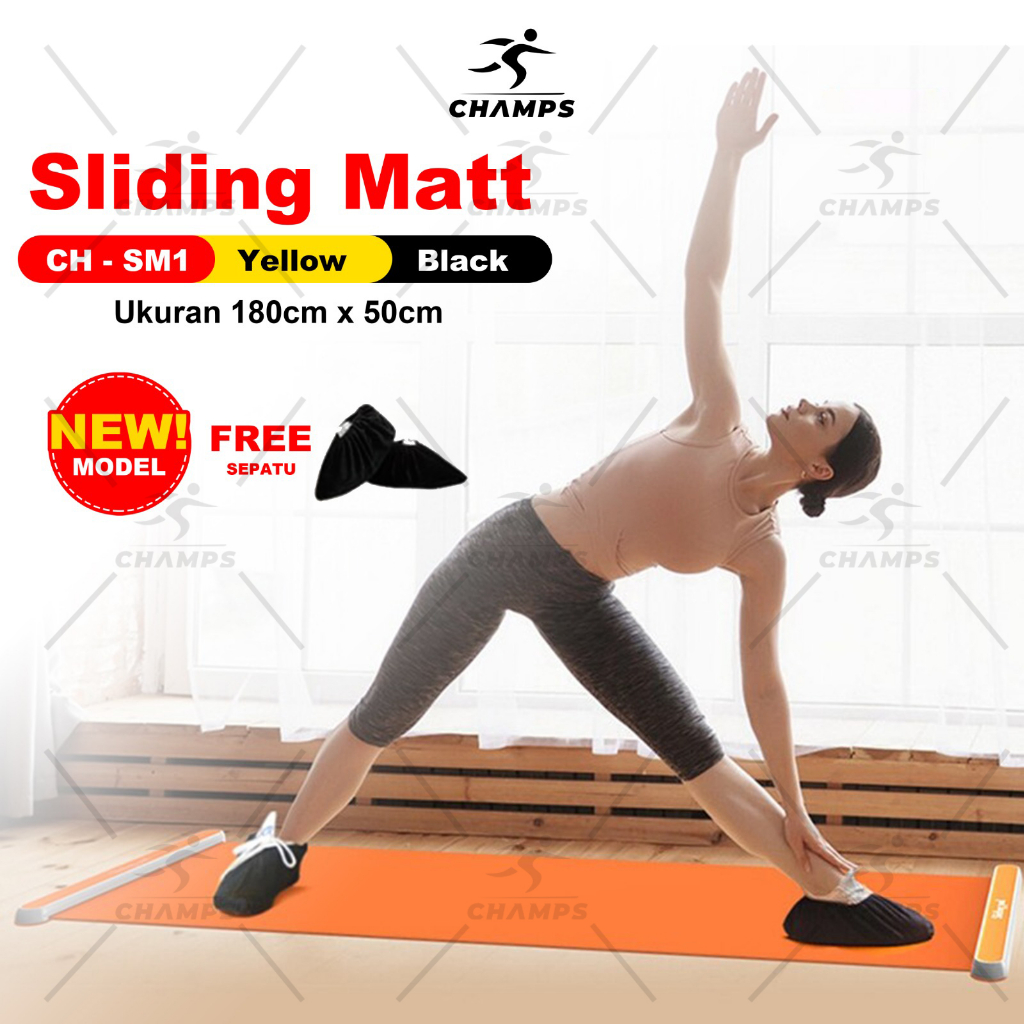 CHAMPS Sliding Mat / Matras Yoga Alat Olahraga Gym Yoga Mat - Free TAS