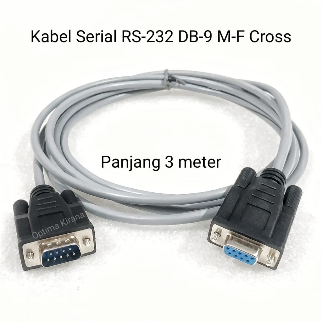 KABEL SERIAL DB-9 RS-232 M-F MALE FEMALE 3 METER CROSS NULL MODEM DB9 RS232 PC COM port 3M