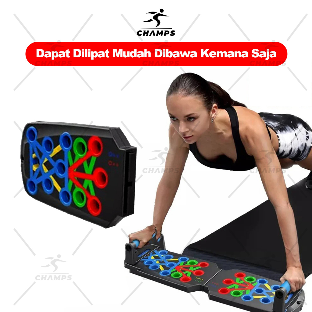 CHAMPS alat bantu untuk Push Up Board Push Up Stand Bar Alat Bantu Push Up Bar Olahraga Fitness Pegangan Push Up