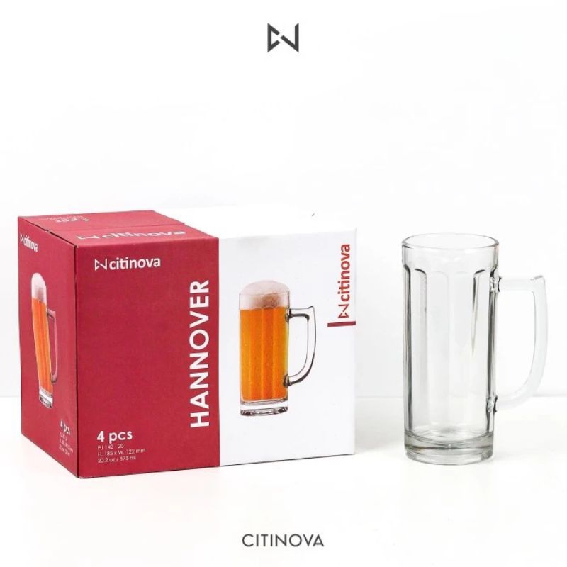 GELAS SET CITINOVA- HANNOVER 4 PCS/ GELAS BIR/ GELAS GAGANG