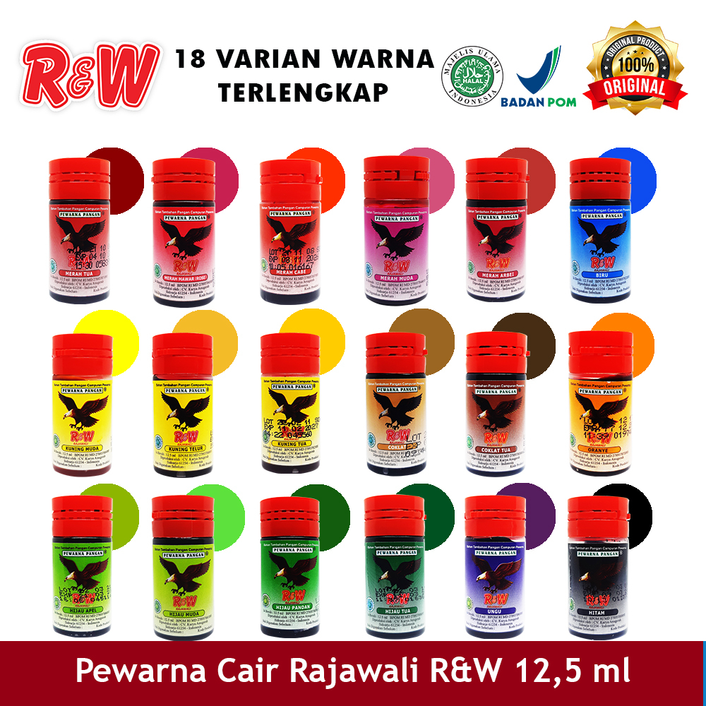 

pewarna makanan R&W Rajawali SUMBO 12,5 ml ecer bahan pewarna roti kue