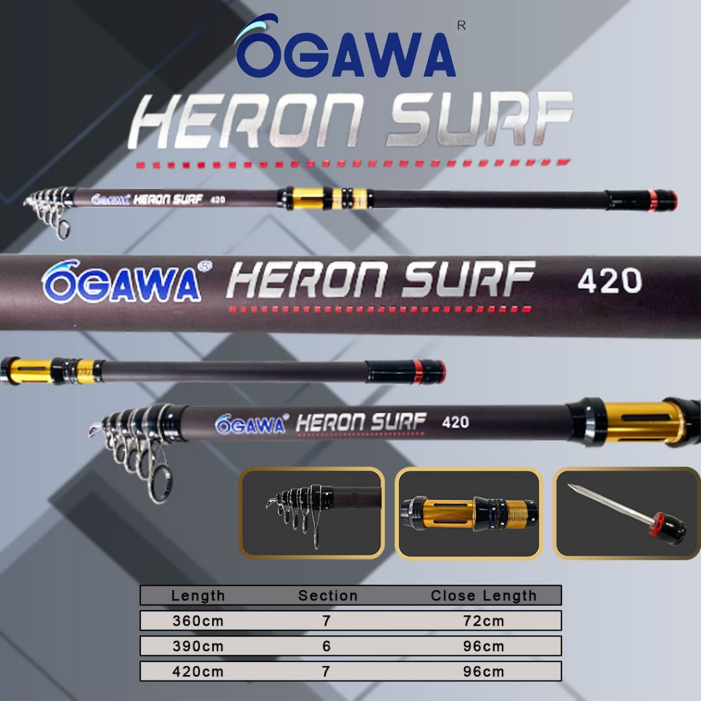 Joran Ogawa Heron Surf 360 390 420 model anten kuat kolongan halus