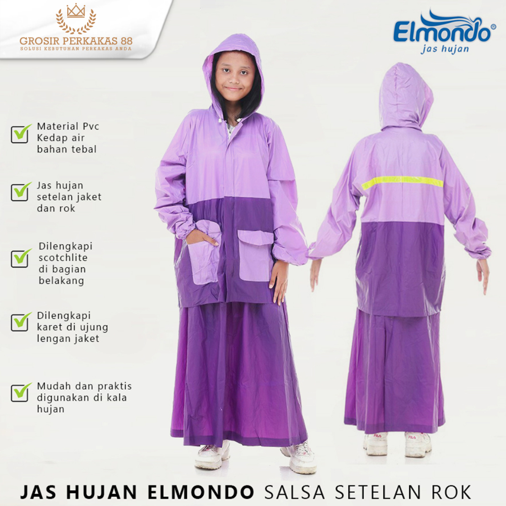 Jas Hujan Wanita Gamis Jaz Ujan Hijab Jass Perempuan Rok Mantel Salsa