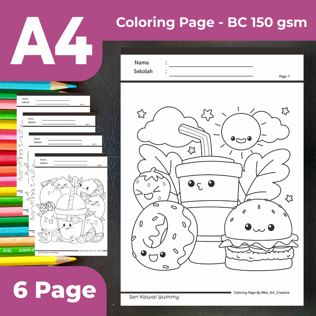 

Coloring Page Kawaii Boba | Kertas Gambar/Mewarnai untuk TK/PAUD / Ukuran A4 Bahan Tebal