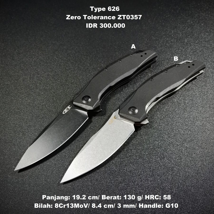 Pisau Camping EDC Outdoor Zero Tolerance ZT0357