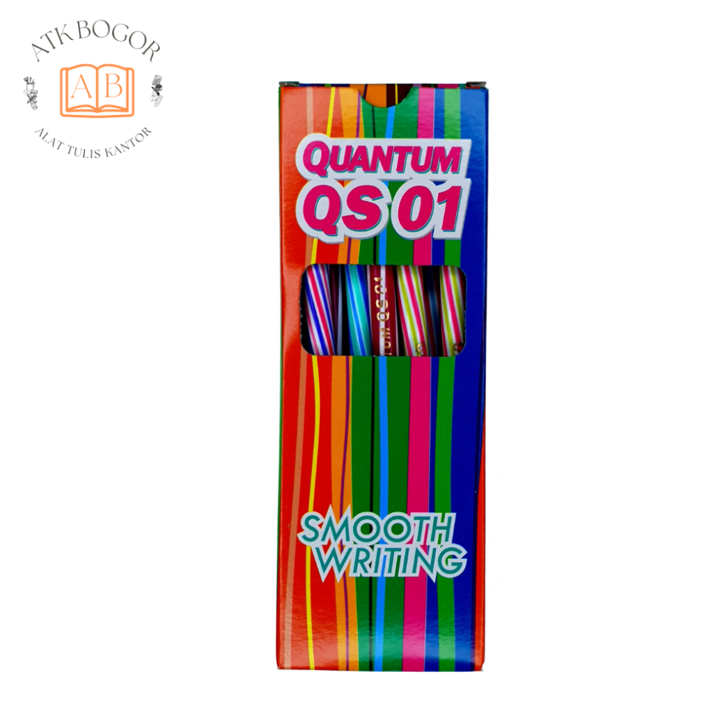 

Pulpen Murah Ekonomis Ekstra Halus Tinta Hitam Standard Quantum QS-01 Ballpoint Pen - Isi 1 Pack / 12 Pcs