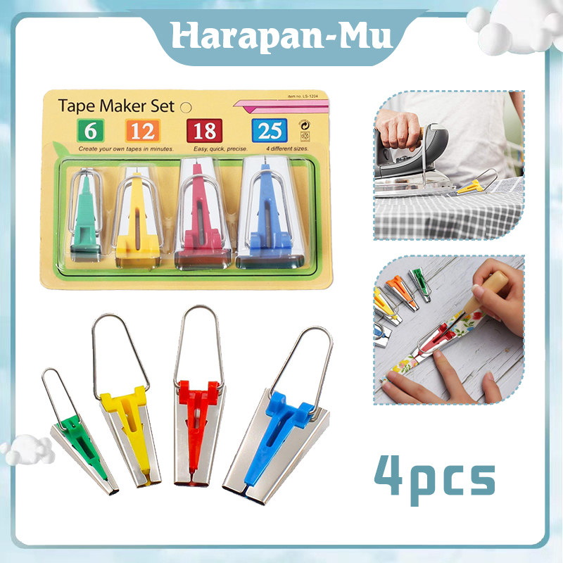 4 Pcs Alat Pembuat Bisban Kain Sepatu Pasang Bisban Bias Tape Maker Set Aksesoris Menjahit