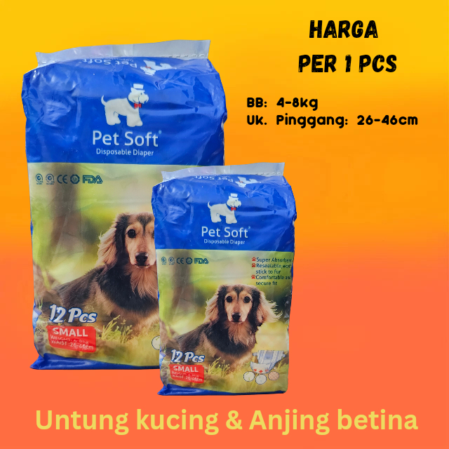PAMPERS KUCING KITTEN DAN ANJING PUPPY PAMPERS HEWAN UKURAN SMALL UKURAN S KECIL HARGA PER PCS